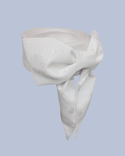 Ivory Pillbox with Moiré Bow