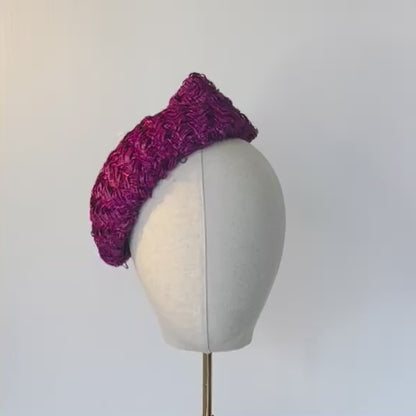 Textured Plum Beret with Bow
